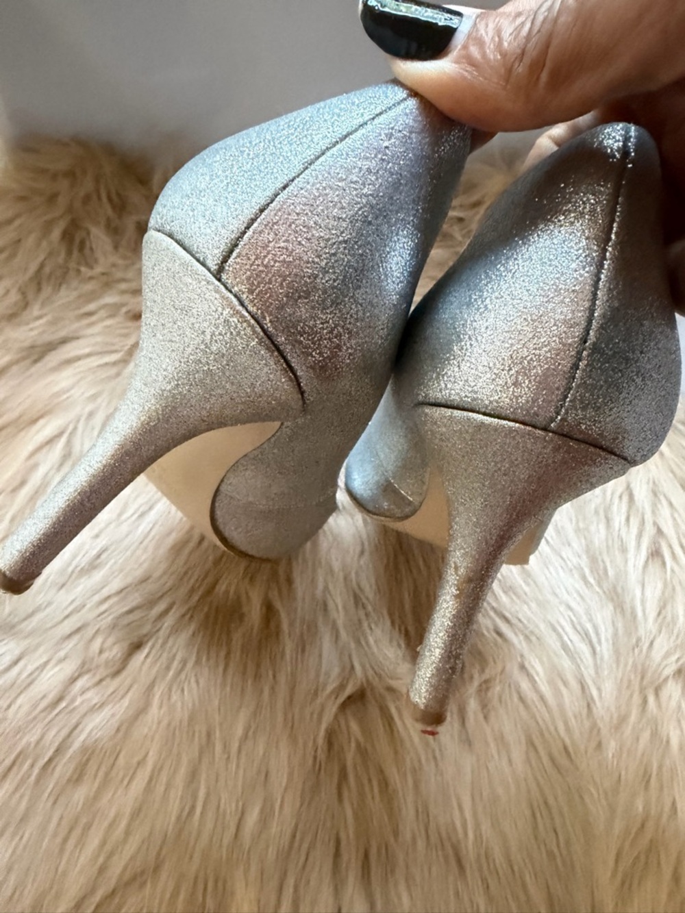 Nine West Metallic Silver Pointed Pumps Sz 10M - Picture 5 of 5
